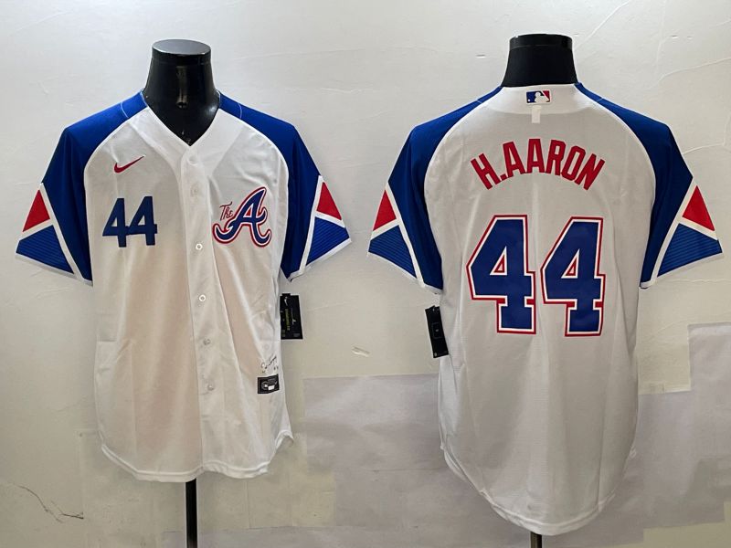 Men Atlanta Braves #44 H.Aaron White City Edition 2025 Nike MLB Jersey style 6